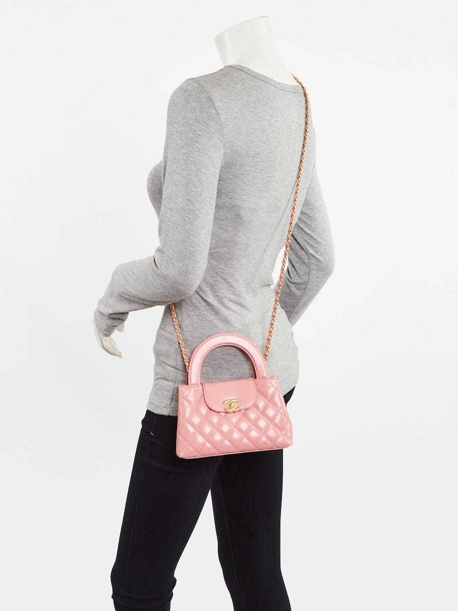 Chanel Coral Quilted Aged Calfskin Leather Nano Kelly Shopper Bag