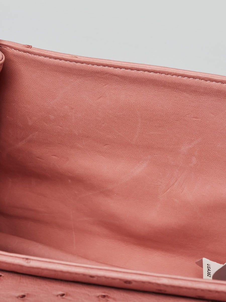 Chanel Pink Quilted Ostrich Leather Accordion Flap Bag | Yoogi's