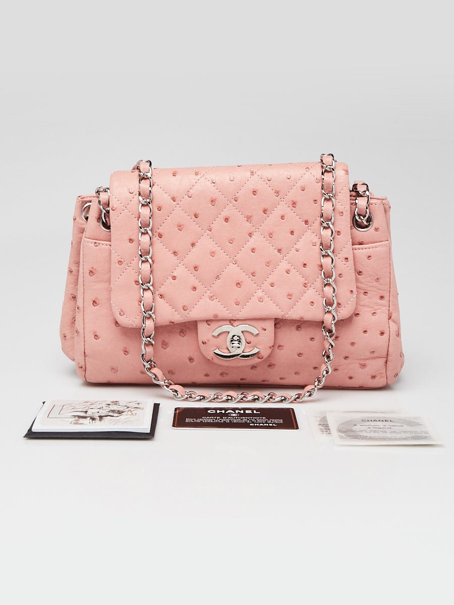 Chanel Pink Quilted Ostrich Leather Accordion Flap Bag | Yoogi's