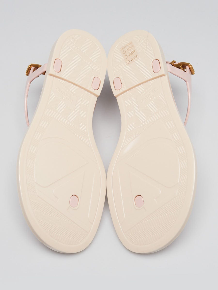 Valentino Rose Quartz PVC Rockstud Thong Sandals Size 5.5/36
