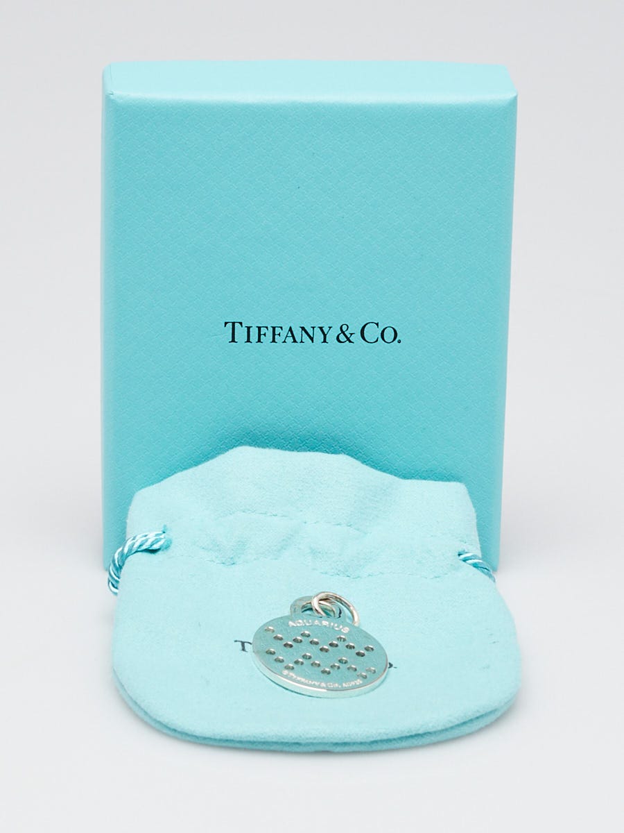 Tiffany & Co. Return To Tiffany Sterling Silver Zodiac Aquarius Round Tag Charm