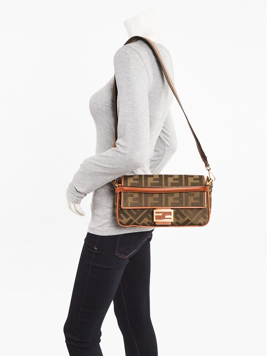 Fendi Green FF Cotton Canvas Medium Baguette Bag - 8BR600