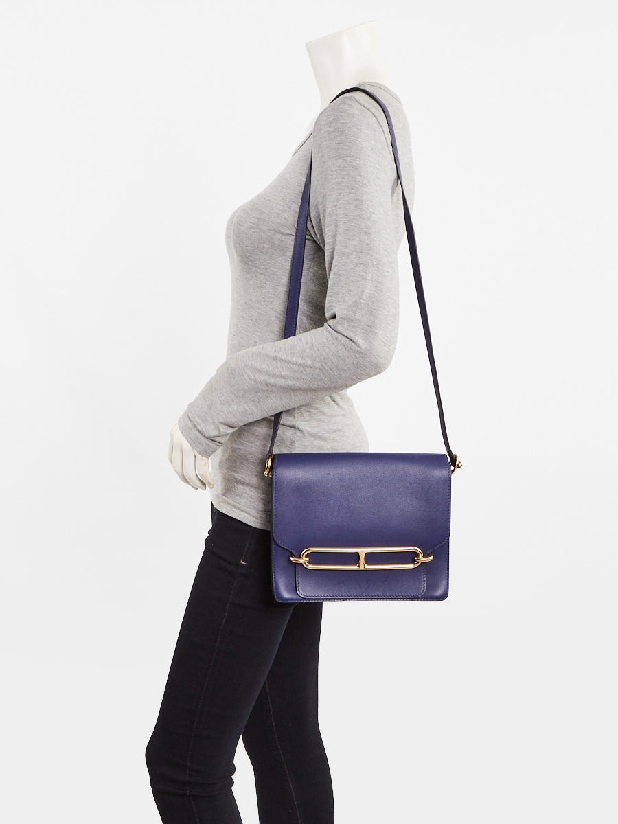 Hermes 23cm Bleu Electrique Evercolor Gold Plated Roulis Bag