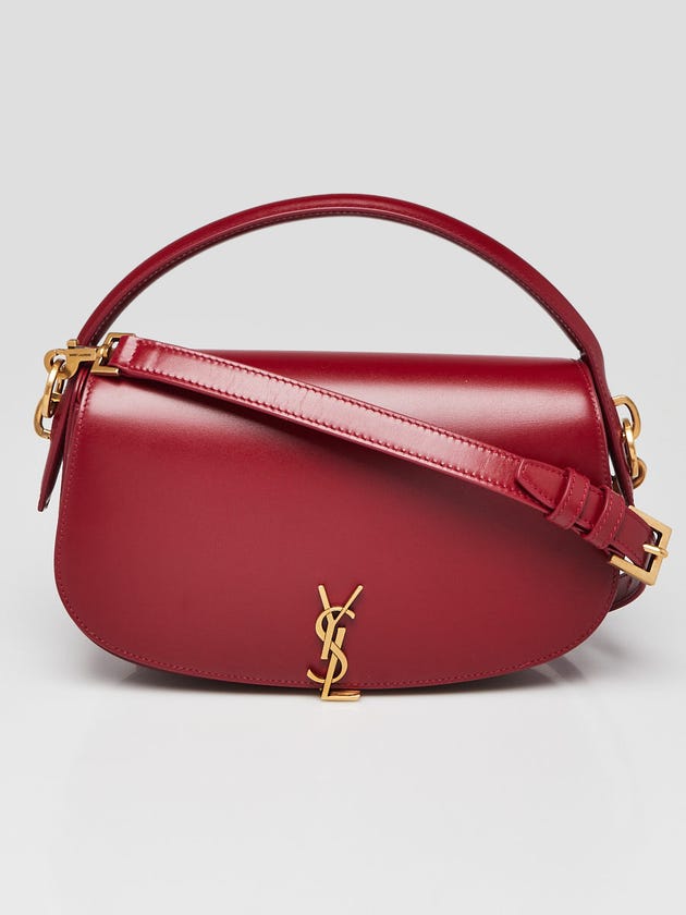 Yves Saint Laurent Carmine Red Box Leather Voltaire Top Handle Crossbody Bag