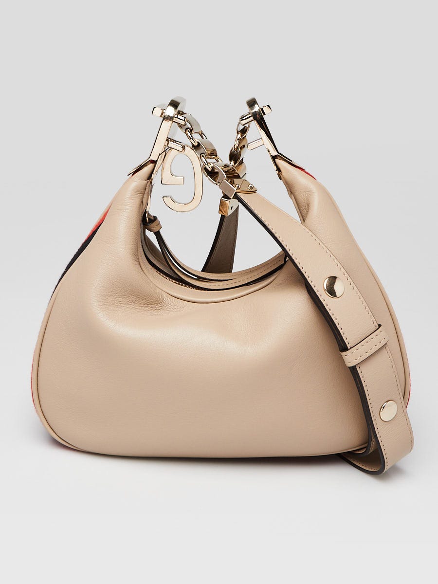 Gucci Beige Leather Vintage Web Small Attache Crossbody Bag