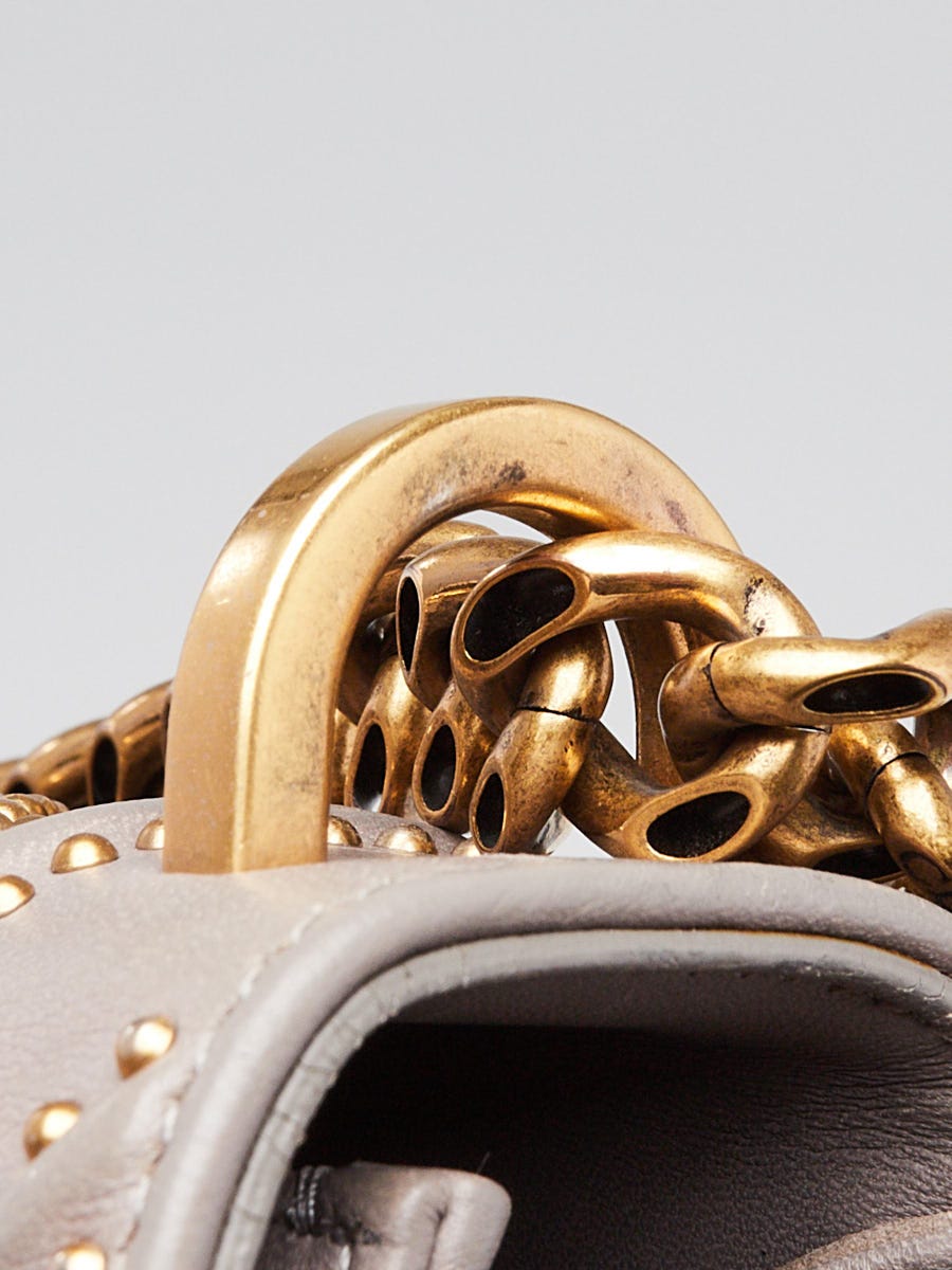 Christian Dior Grey Studded Leather Diorama Small Flap Bag