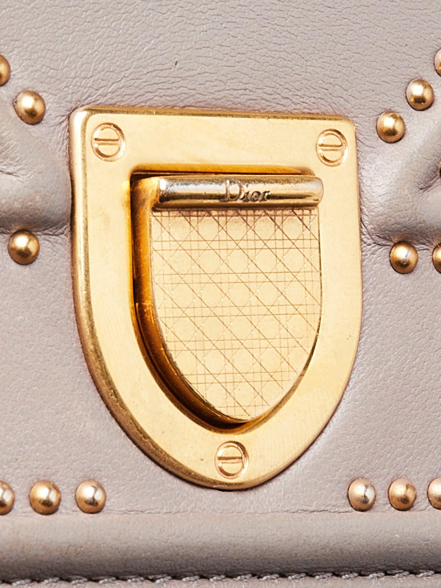 Christian Dior Grey Studded Leather Diorama Small Flap Bag