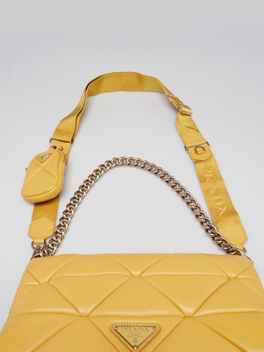 Prada Yellow Nappa Patchwork Quilted Leather Re-edition Flap