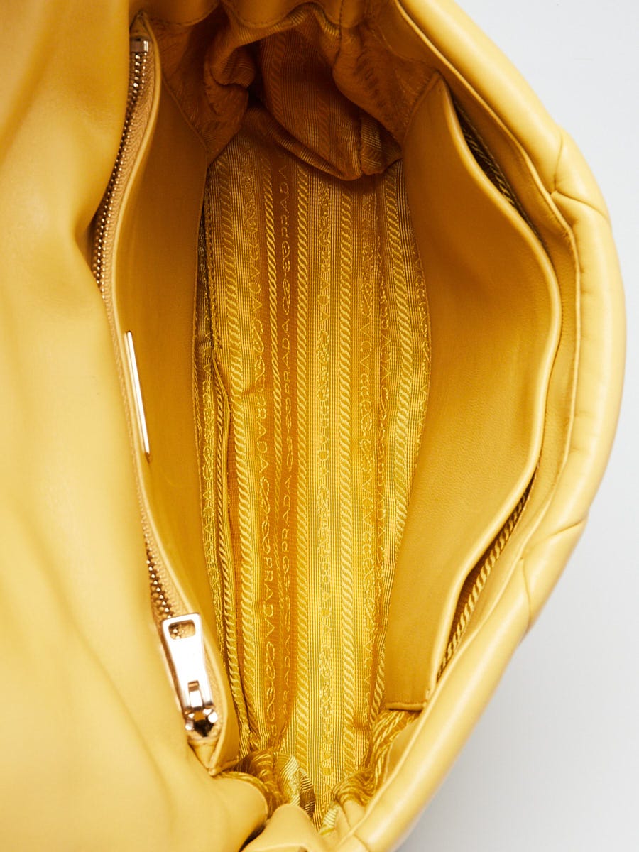 Prada Yellow Nappa Patchwork Quilted Leather Re-edition Flap