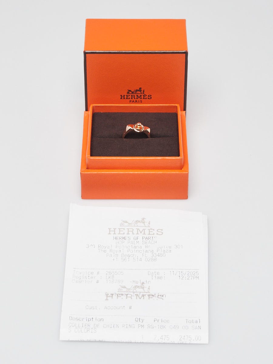 Hermes 18k Rose Gold Collier de Chien Small Model Ring Size 49/4.75