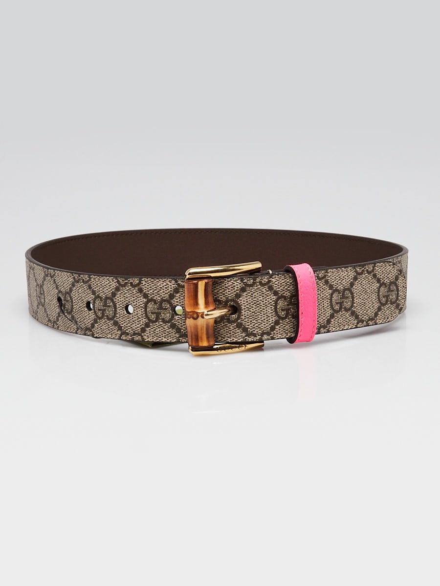 Gucci Beige/Ebony GG Canvas Bamboo Buckle Belt Size 60/24