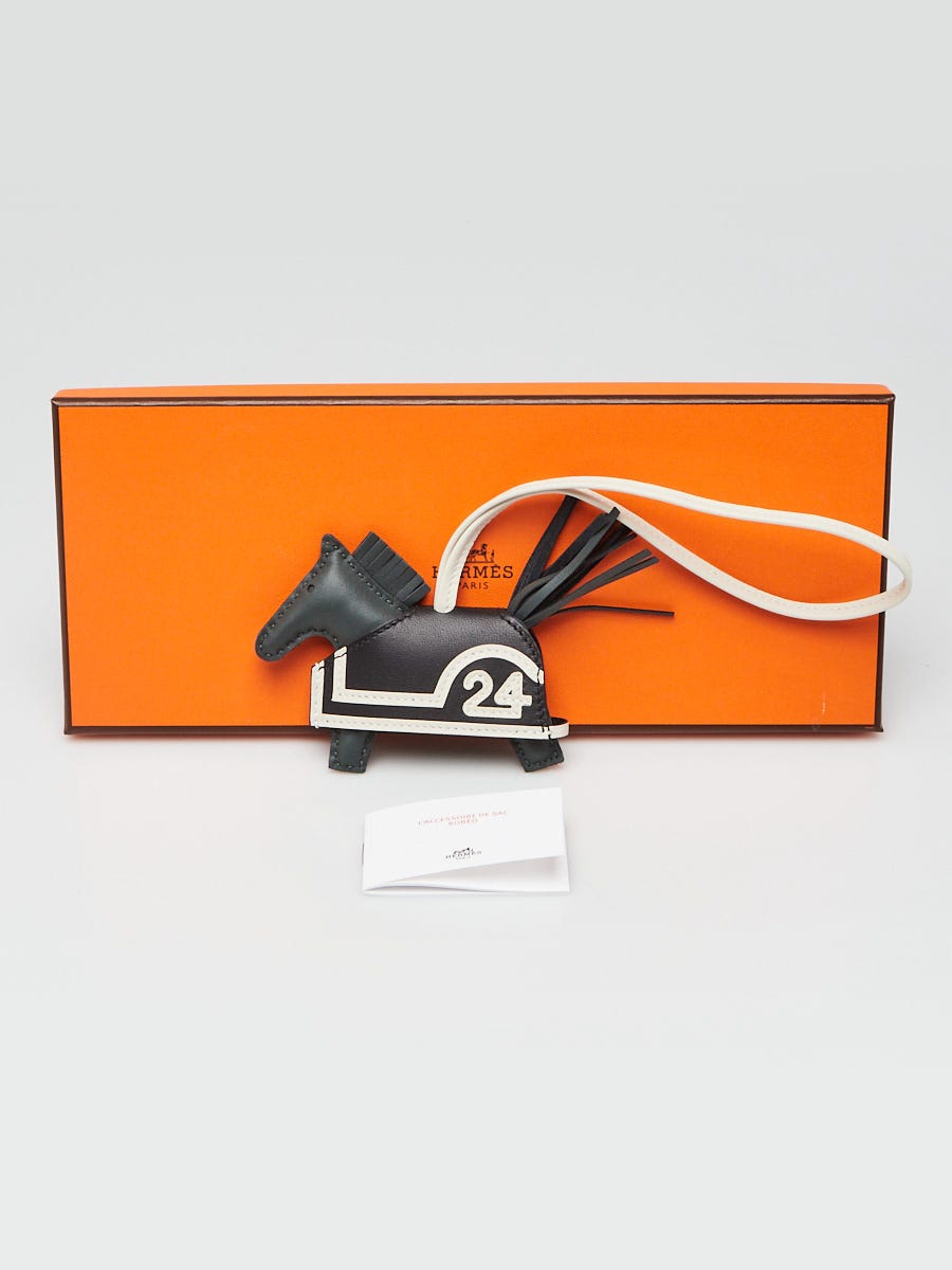 Hermes Mangrove/Noir/Craie Lambskin Leather Rodeo Robeo 24 PM Bag