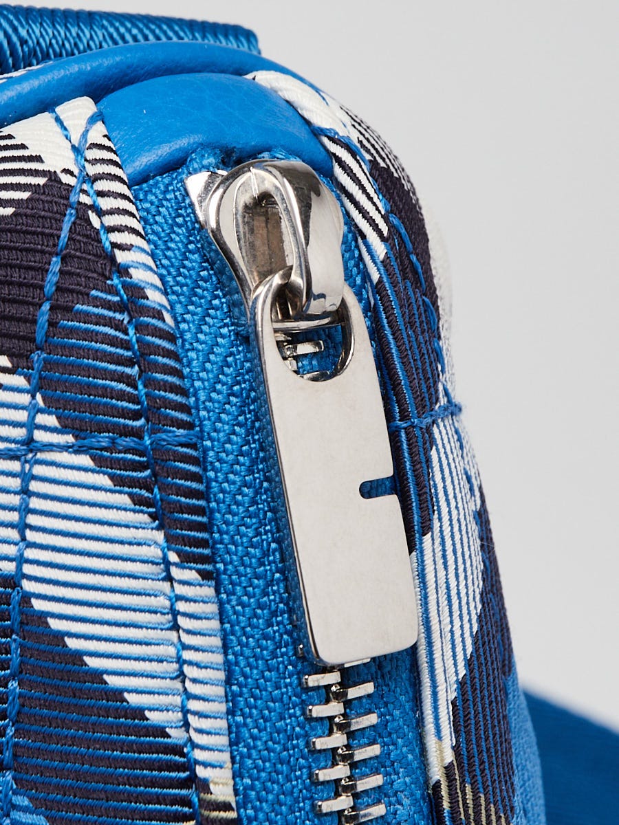 Burberry Hyacinth Blue Check Nylon Horseshoe Shoulder Bag