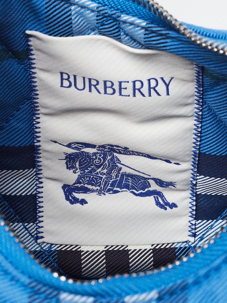 Burberry Hyacinth Blue Check Nylon Horseshoe Shoulder Bag