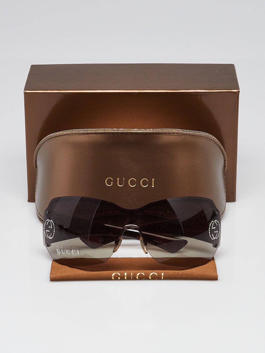 Gucci Rimless Gradient Tint Crystal GG Logo Oversize Sunglasses