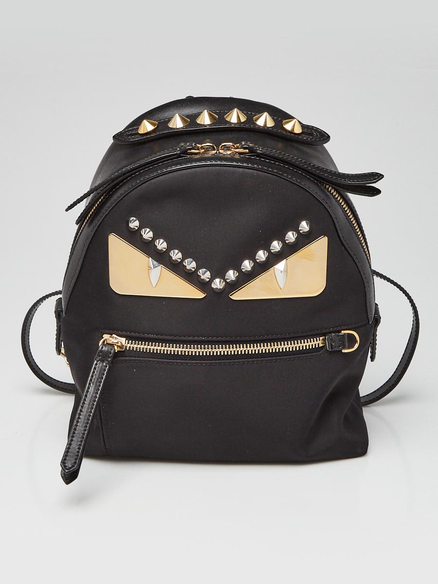 Fendi Black Nylon and Leather Monster Eyes Mini Backpack Bag