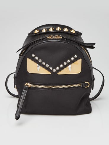 fendi back to school backpack mini Leather Blue 435766 This burgundy Fendi Black Nylon and Leather