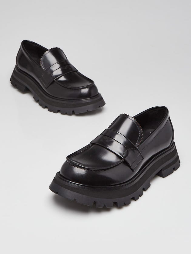 Alexander McQueen Black Patent Leather Platform Loafers Size 5.5/36
