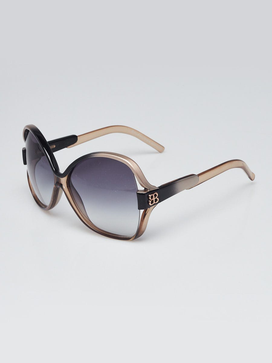Balenciaga Black/Gold Ombre Frame Gradient Tint Oversized Sunglasses - 0065/S