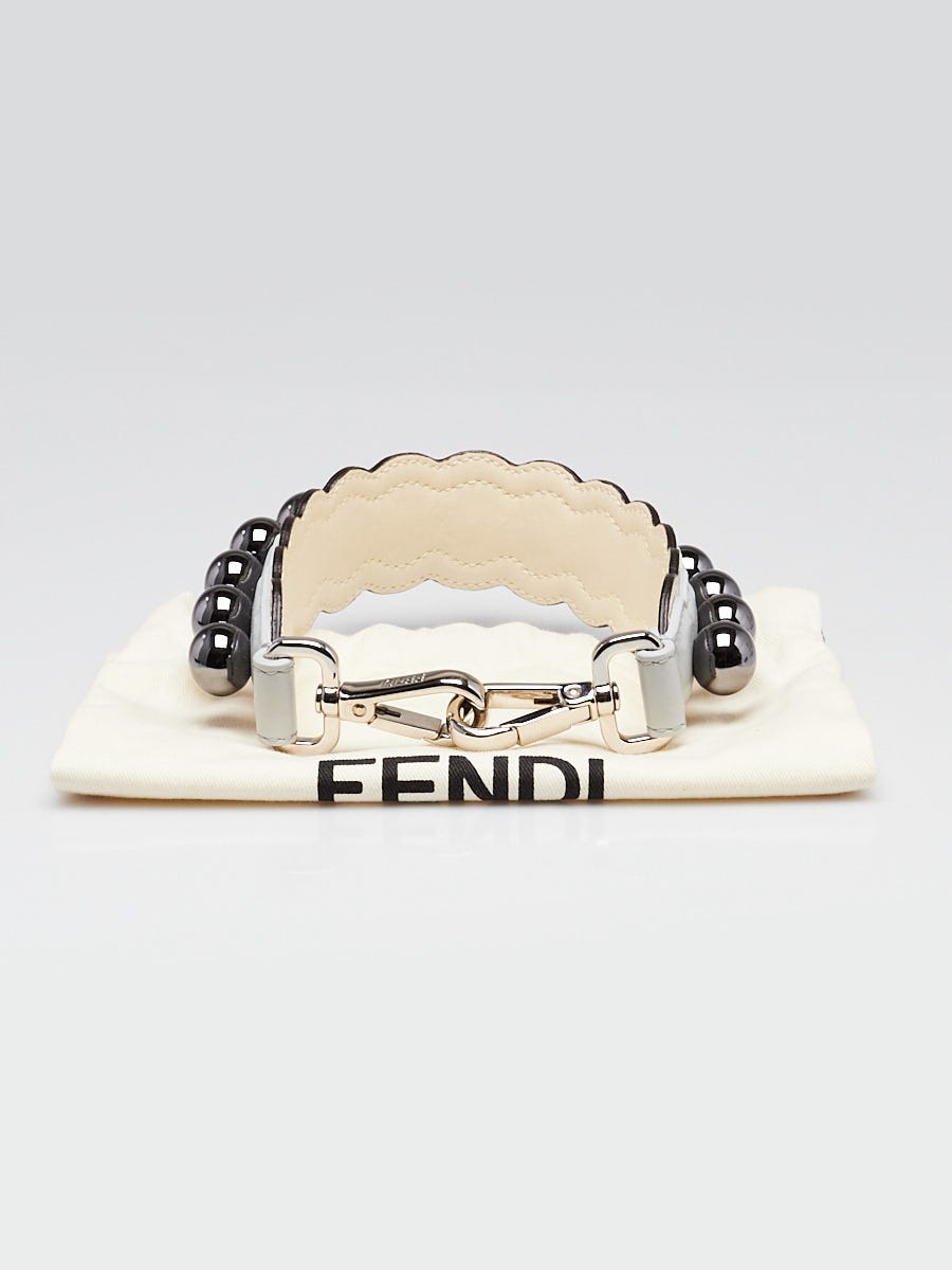 Fendi Multicolor Leather and Gunmetal Faux Pearl Flowerland Strap You Mini Strap 	