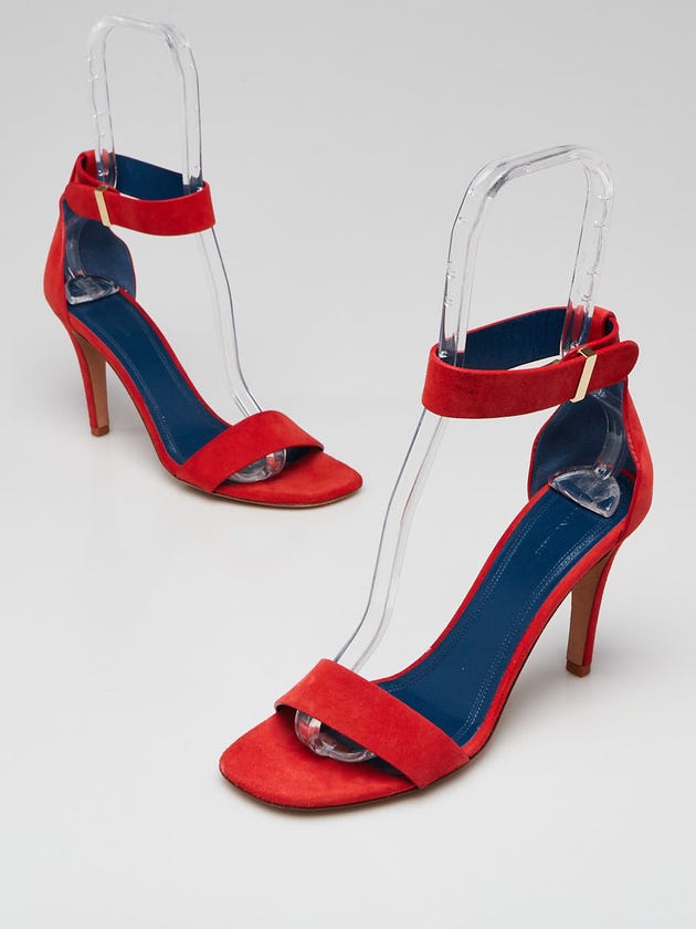 Celine Red Suede 90 Strappy Sandal Size 6.5/37