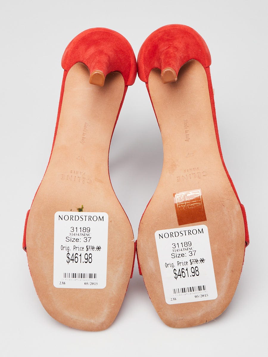 Celine Red Suede 90 Strappy Sandal Size 6.5/37