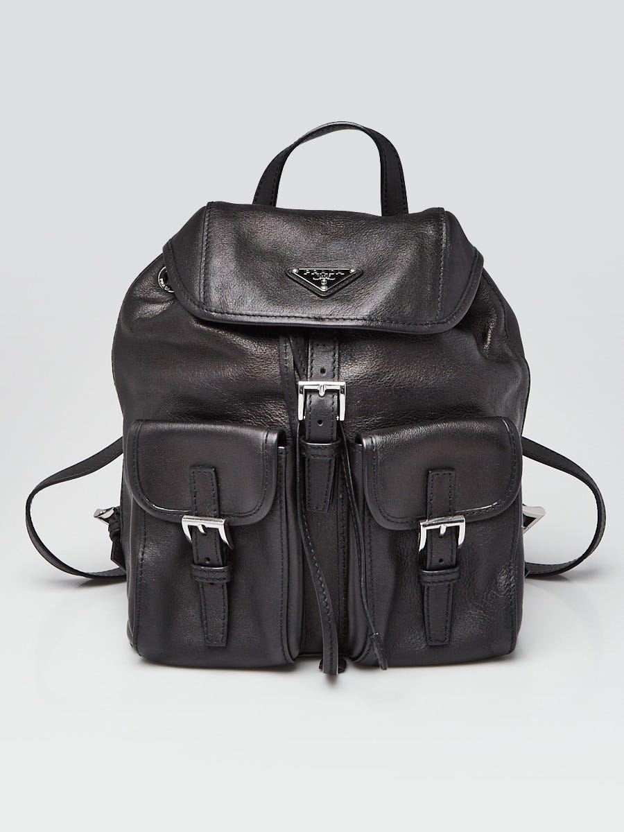 Prada Black Leather Medium Backpack Bag 1BZ811 | Yoogi's Closet