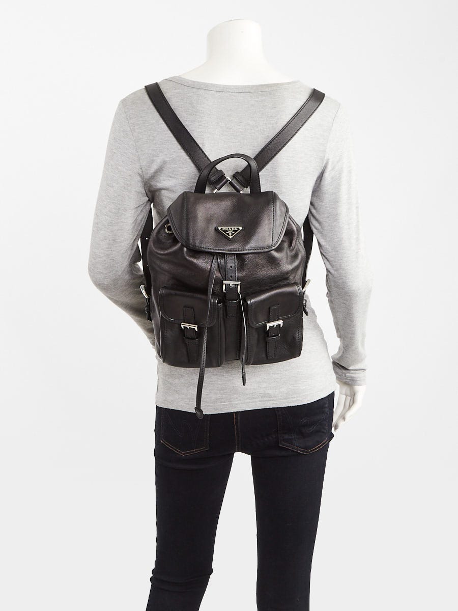 Prada Black Leather Medium Backpack Bag 1BZ811