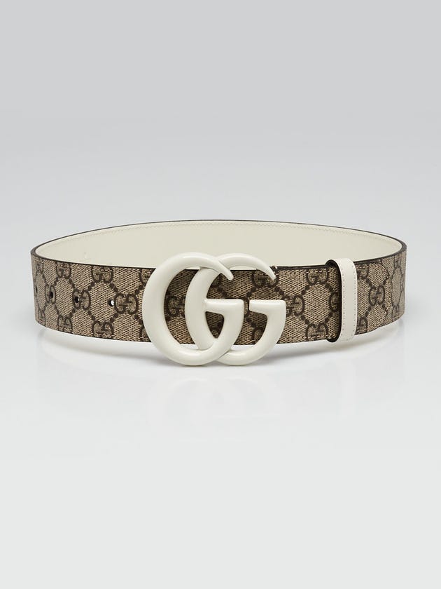 Gucci Beige/White Supreme Coated Canvas Double G Belt Size 65/26