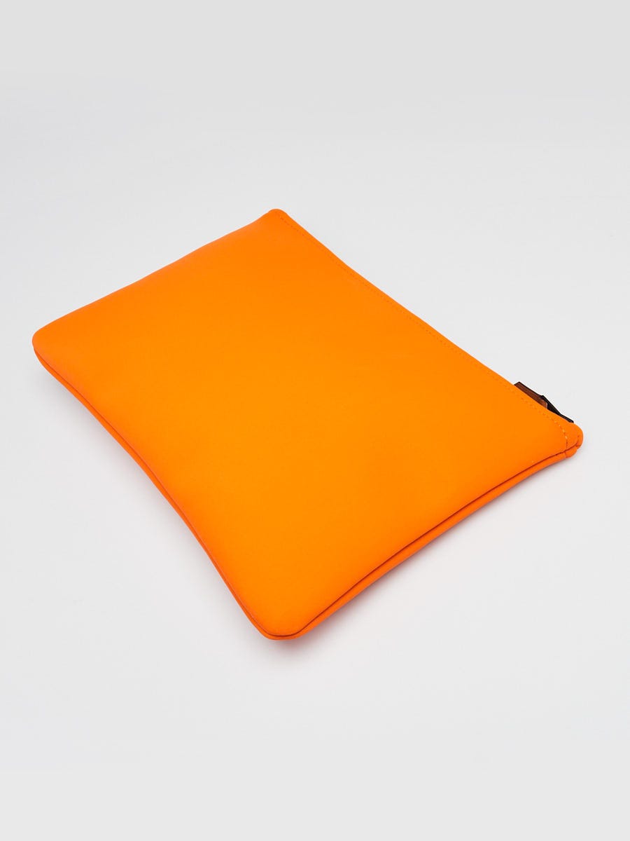 Hermes Orange Nylon Neobain Medium Model Zip Pouch