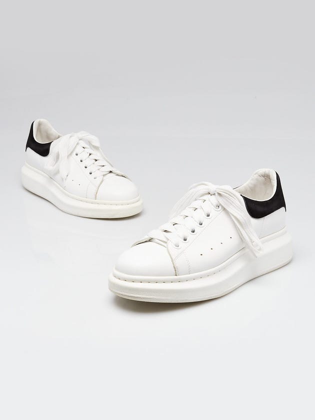 Alexander McQueen White/Black Leather Oversized Sneakers Size 8.5/39