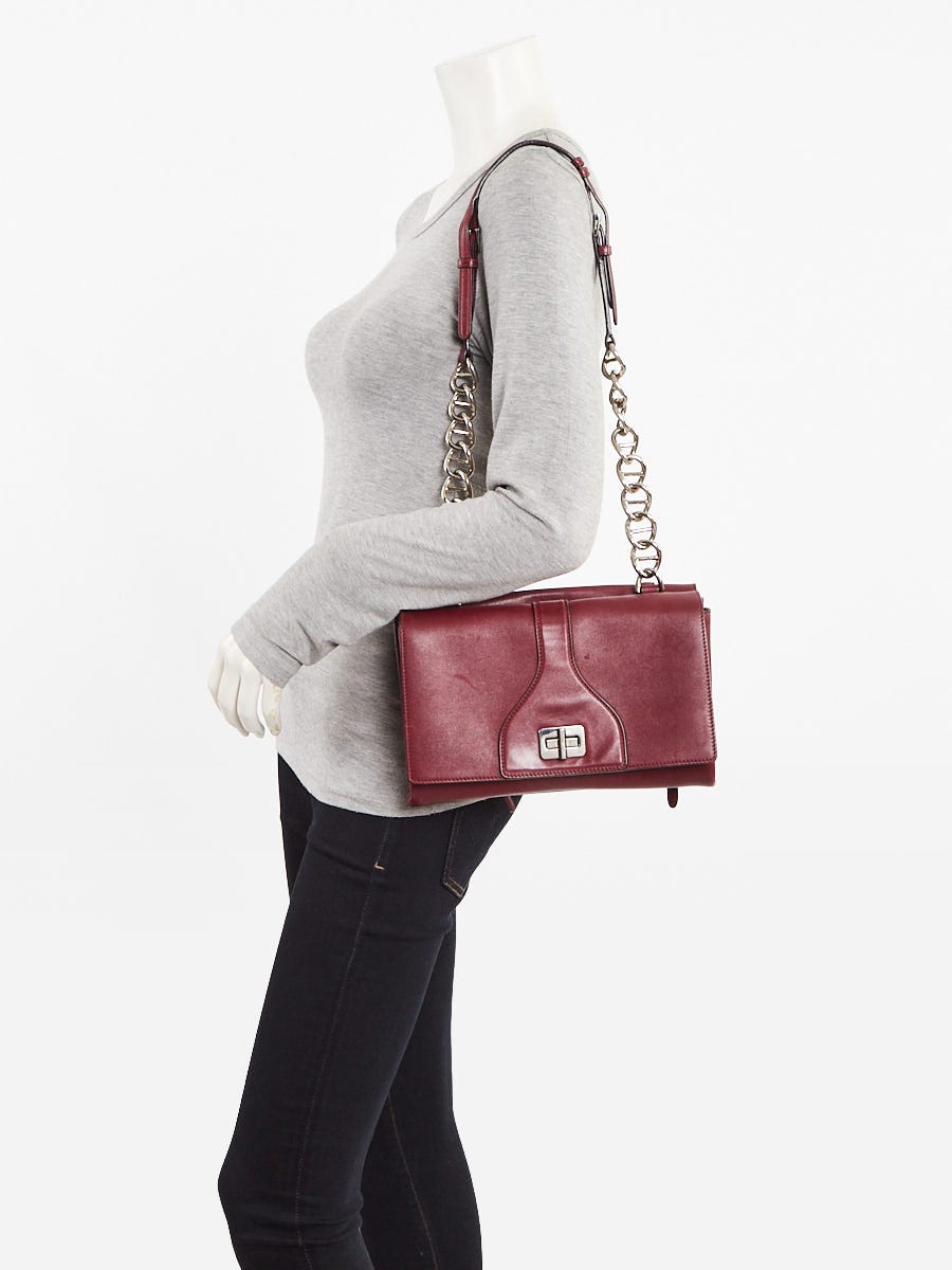 Prada Cerise Vitello Soft Leather Chain Flap Bag B5105C