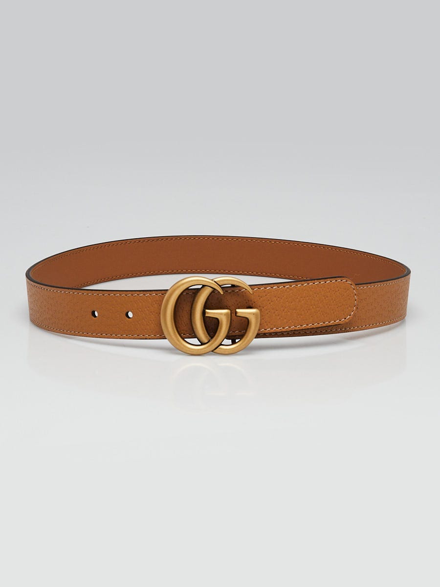 Gucci Light Brown Smooth Leather Double G Children's Belt Size L
