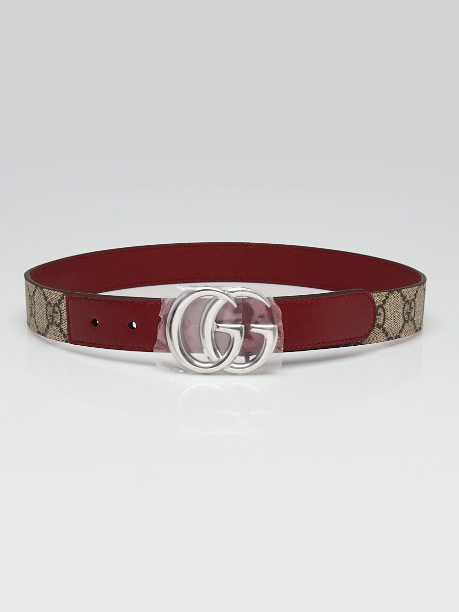 Gucci Beige/Red GG Coated Canvas Double G Belt Children's Size Large