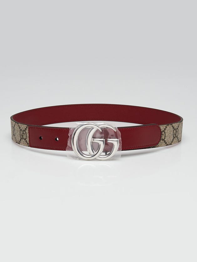 Gucci Beige/Red GG Coated Canvas Double G Belt Children's Size Large