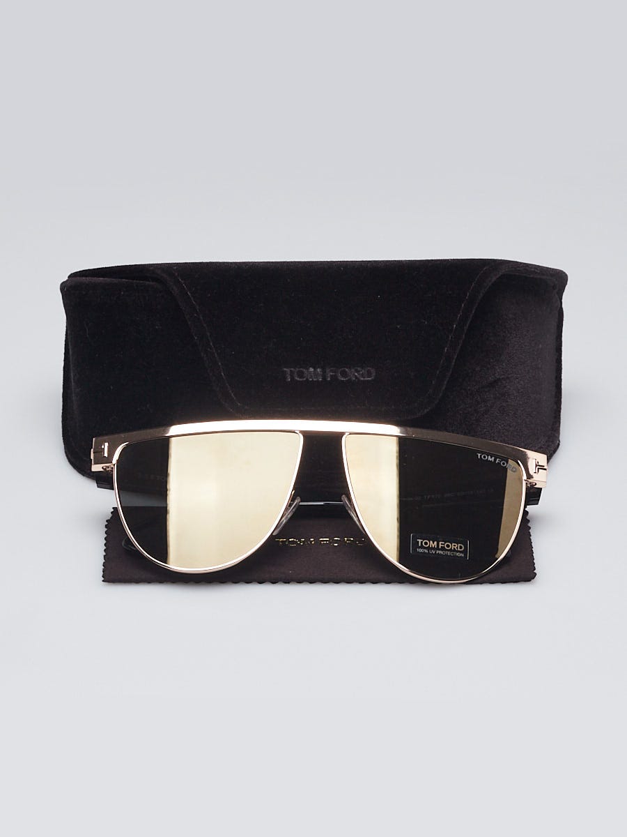 Tom Ford Black Acetate and Goldtone Metal Bar Frame Stephanie 02 Sunglasses - TF570