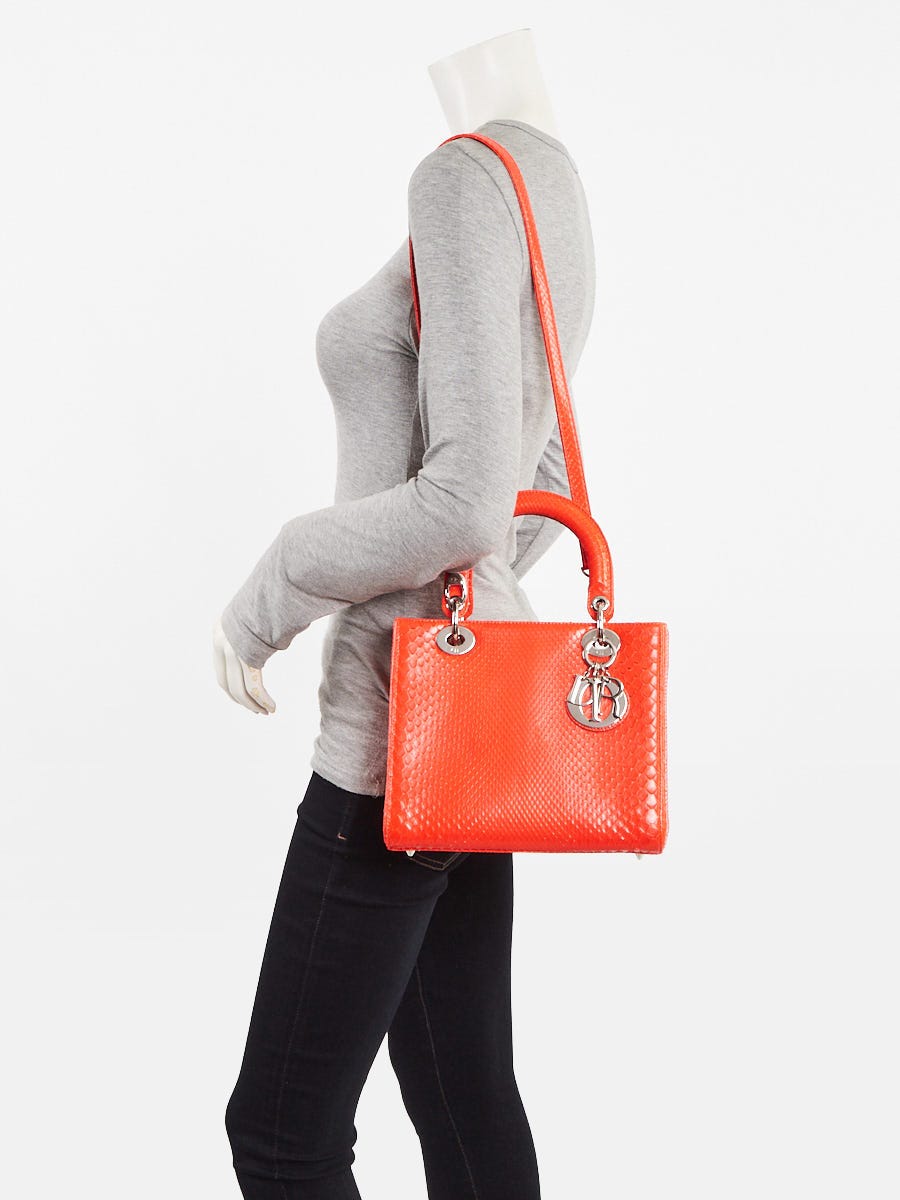 Christian Dior Orange Python Medium Lady Dior Bag | Yoogi's Closet