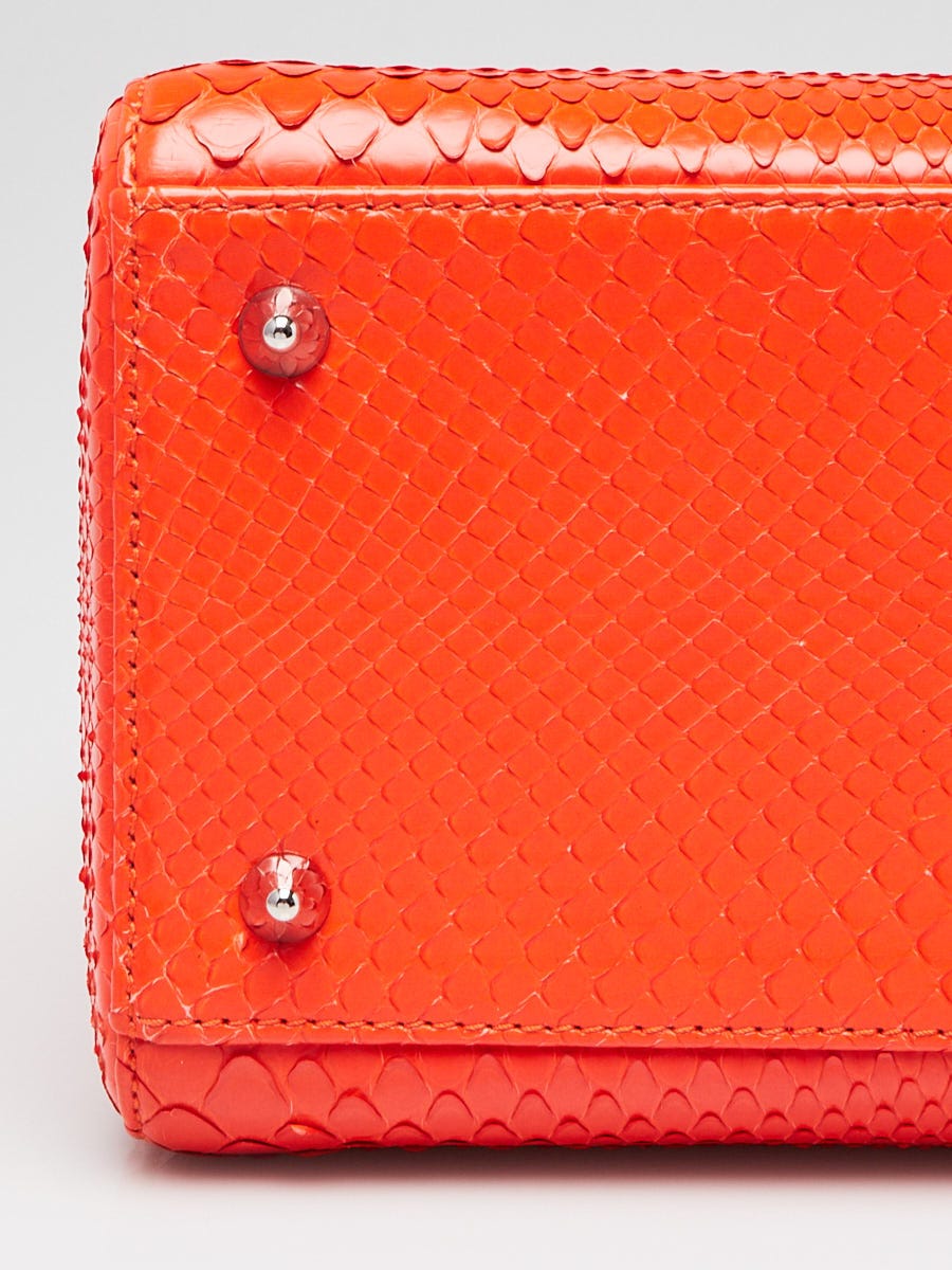 Christian dior ネオン　オレンジ　クッション Christian Dior Orange Python Medium Lady Dior Bag | Yoogi's Closet