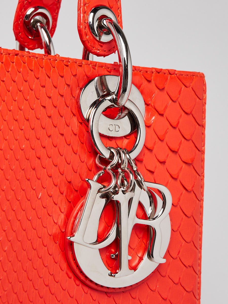 Christian Dior Orange Python Medium Lady Dior Bag | Yoogi's Closet