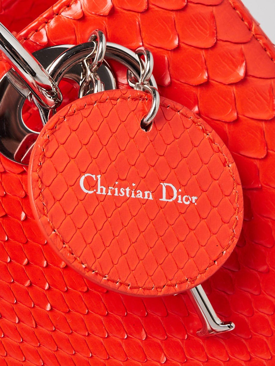 Christian Dior Orange Python Medium Lady Dior Bag | Yoogi's Closet