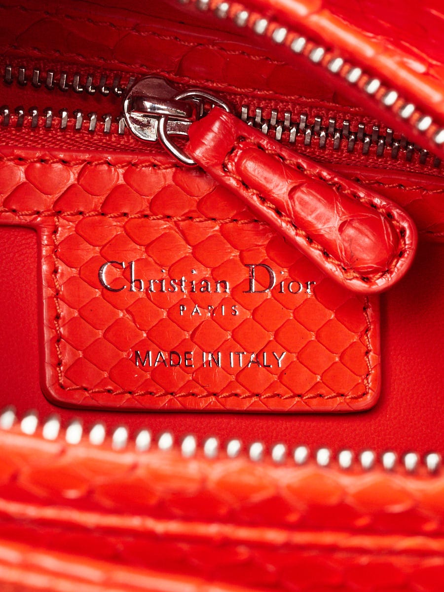 Christian Dior Orange Python Medium Lady Dior Bag | Yoogi's Closet