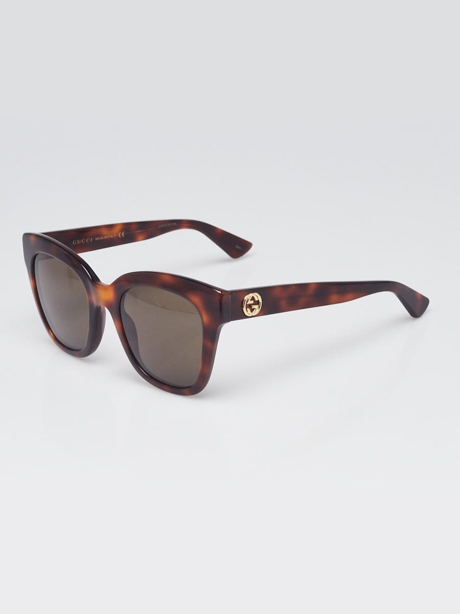 Gucci Tortoise Shell Acetate Tinted Sunglasses GG0029S 