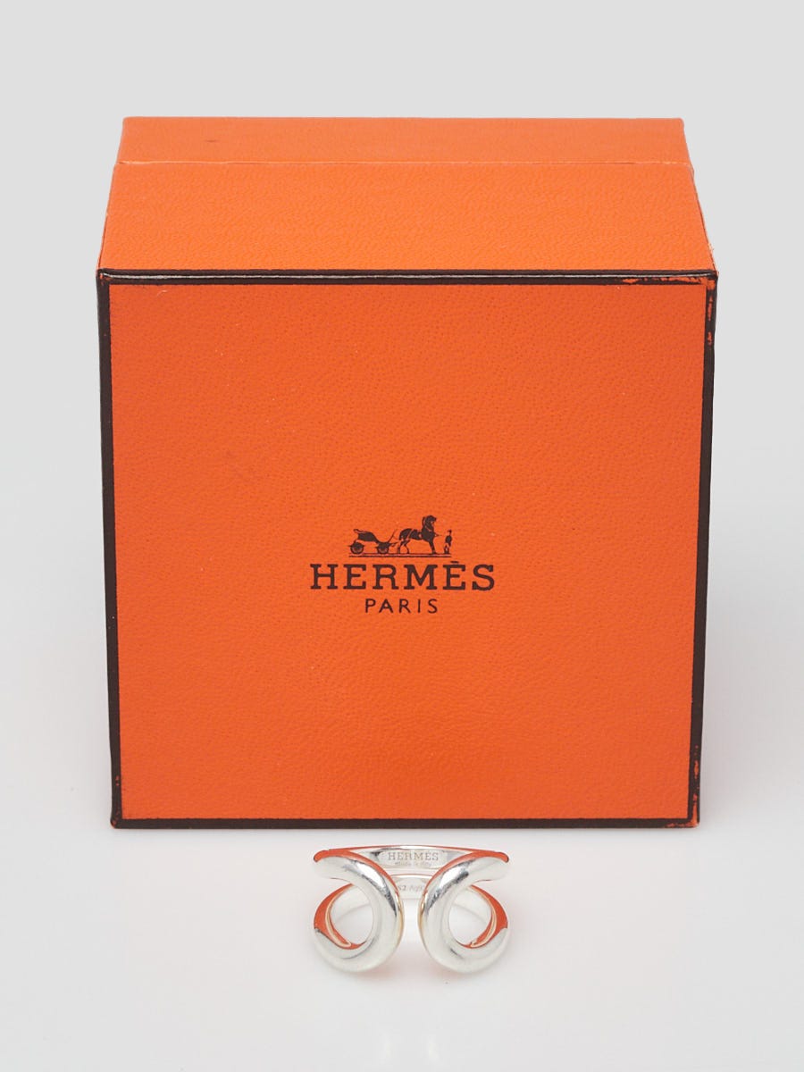 Hermes Sterling Silver Lima Ring Size 52