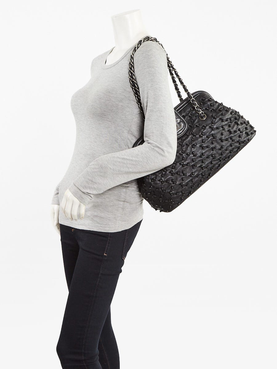 Chanel Black Lambskin Leather Chich Knot Frame Top Shoulder Bag