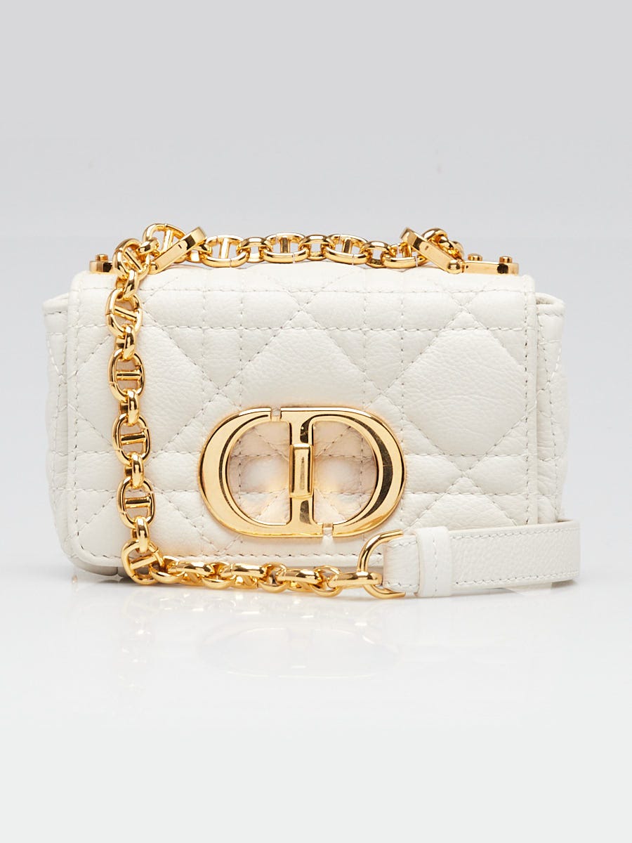 Christian Dior White Grained Calfskin Leather Montaigne 30 Flap