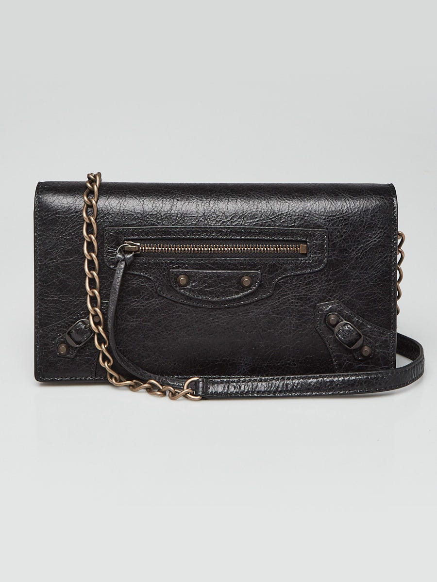 Balenciaga Black Lambskin Leather Le City Wallet On Chain Bag