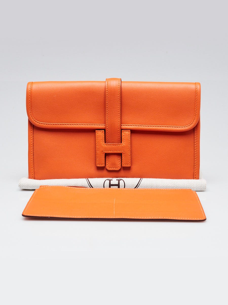 HERMES 2点おまとめ Hermes Orange Swift Leather Jige Duo Clutch Bag | Yoogi's Closet