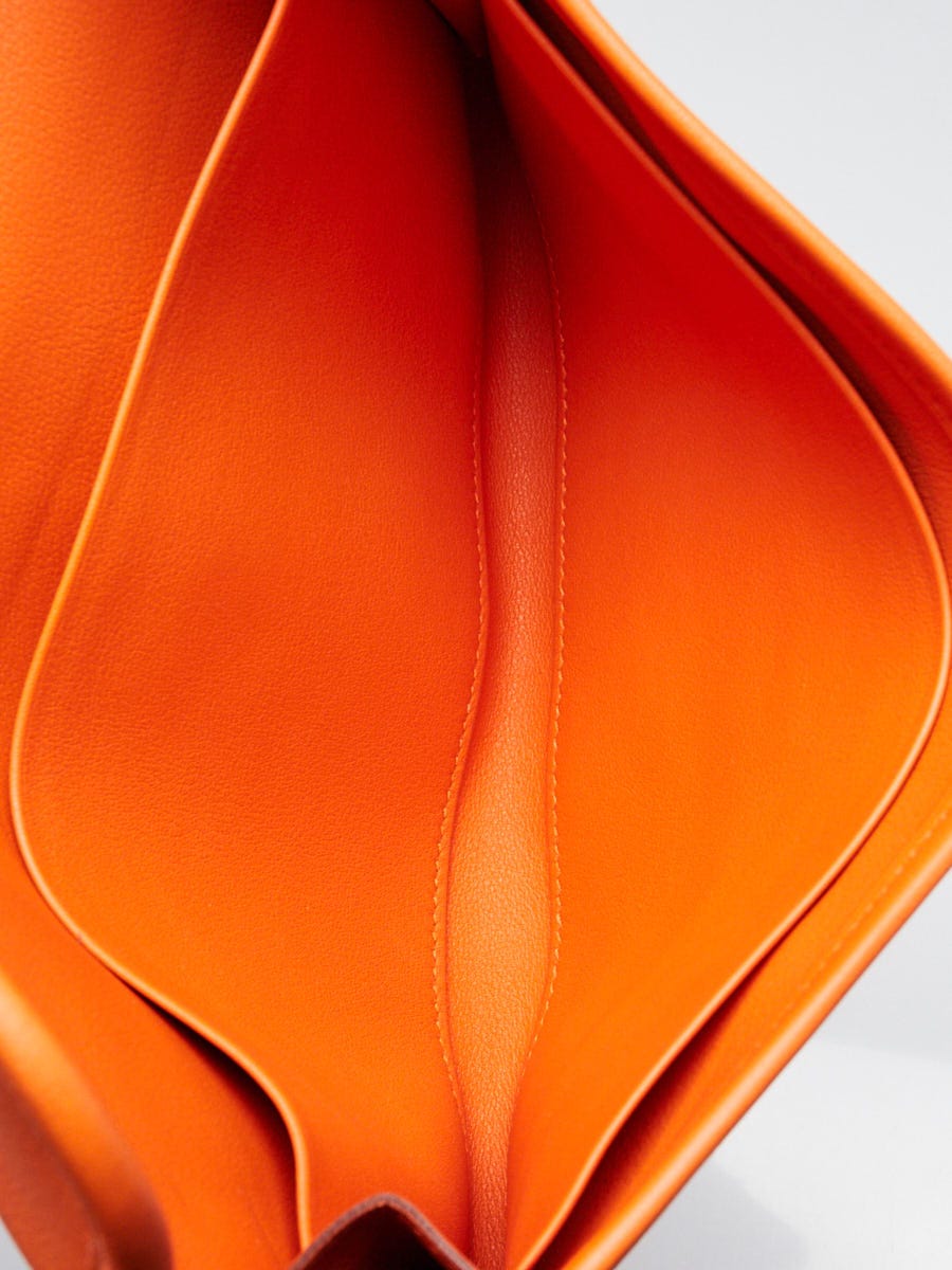 Hermes Orange Swift Leather Jige Duo Clutch Bag | Yoogi's Closet