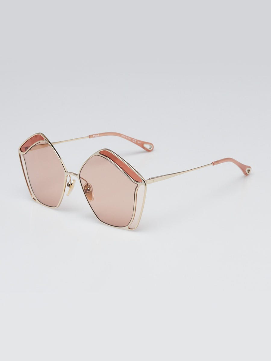 Chloe Goldtone Metal Gemma Pentagon Oversized Sunglasses - CH0026S