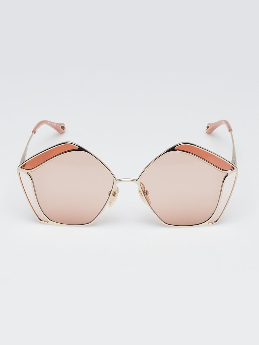 Chloe Goldtone Metal Gemma Pentagon Oversized Sunglasses - CH0026S